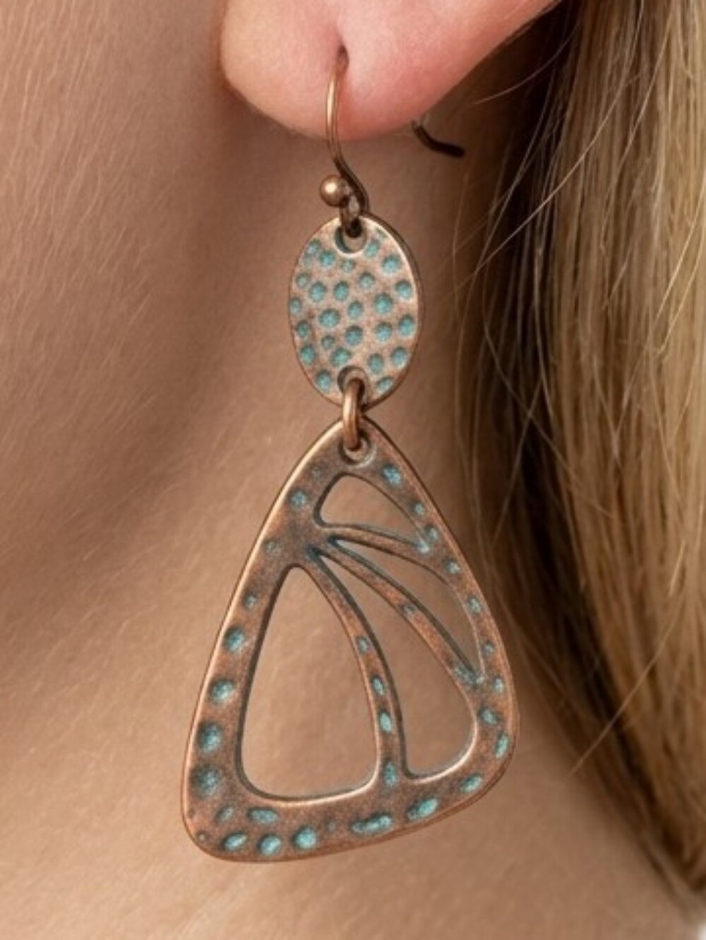 NWT Copper Turquoise Earrings Brown Green Lightweight Feminine Bohemian